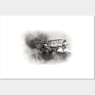 Stearman Biplane B+W Posters and Art